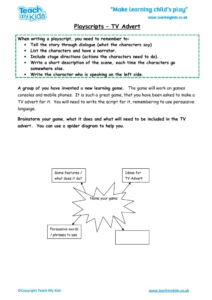 Worksheets for kids - playscripts-tv-advert